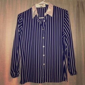 Black and white stripe sheer blouse